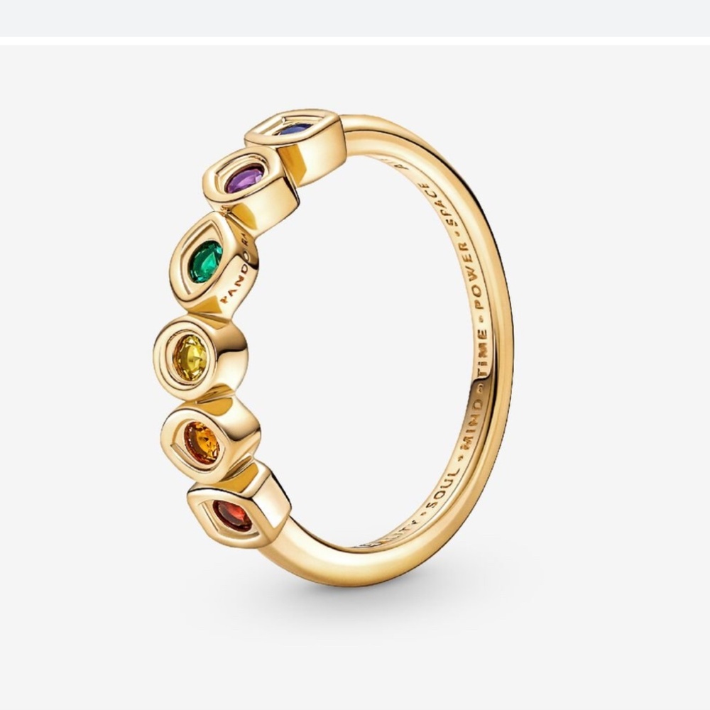 Pandora Marvel Gold Ring with Multicolor Gemstones